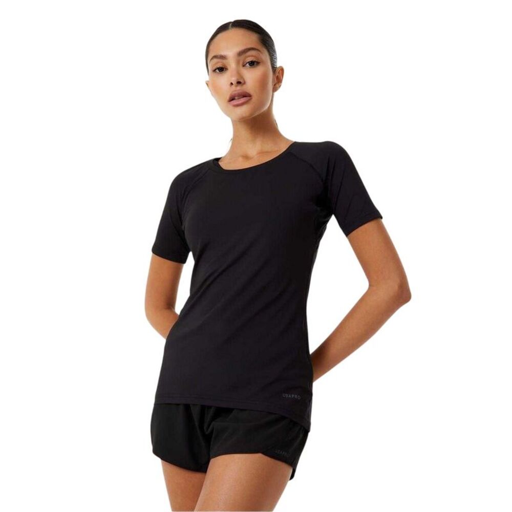 USA Pro Womens/Ladies Fitted Training T-Shirt / Black